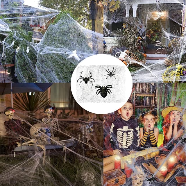 Detalle 2 de Halloween Spinnennetz Dekoration 100 g mit 20 Spinnen 🕷