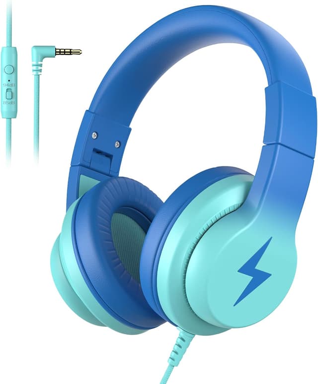 Detalle de Candy Bila Kids Headphones (Wired) with Microphone and Volume Limiter – Gradient Blue