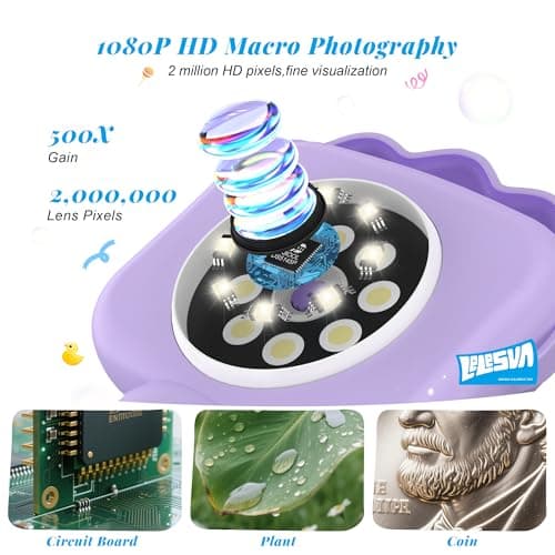 Detalle de LELESUN Microscopio portátil mini para niños con pantalla IPS de 2,4" y aumento hasta 500x