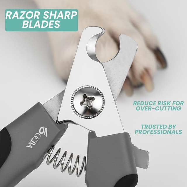 Detalle 2 de OCBA Dog Nail Clippers with Safety Lock, Adjustable Guard & Nail File (Large) – Grey/Black