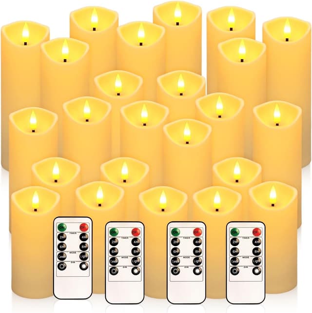 Detalle de LIVEN flameless candles 24 pack with remote