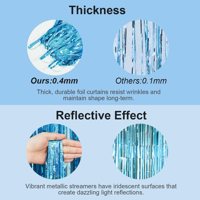 Thumbnail 2 de PVEGOS 3.3 x 8.3 ft Light Blue Tinsel Curtain 🎉