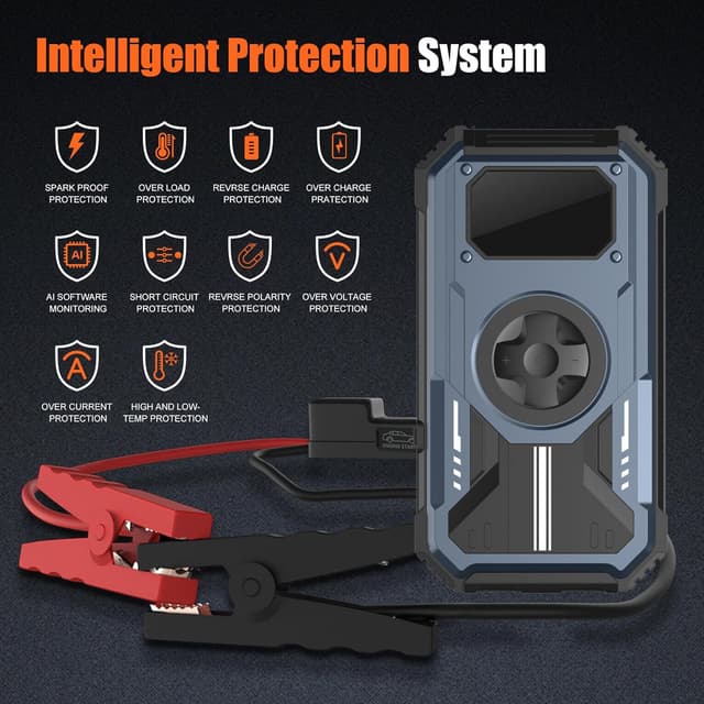 Detalle 2 de Eigotrav PD-270 Booster batterie voiture avec gonfleur et port USB (jusqu’à 150 PSI)