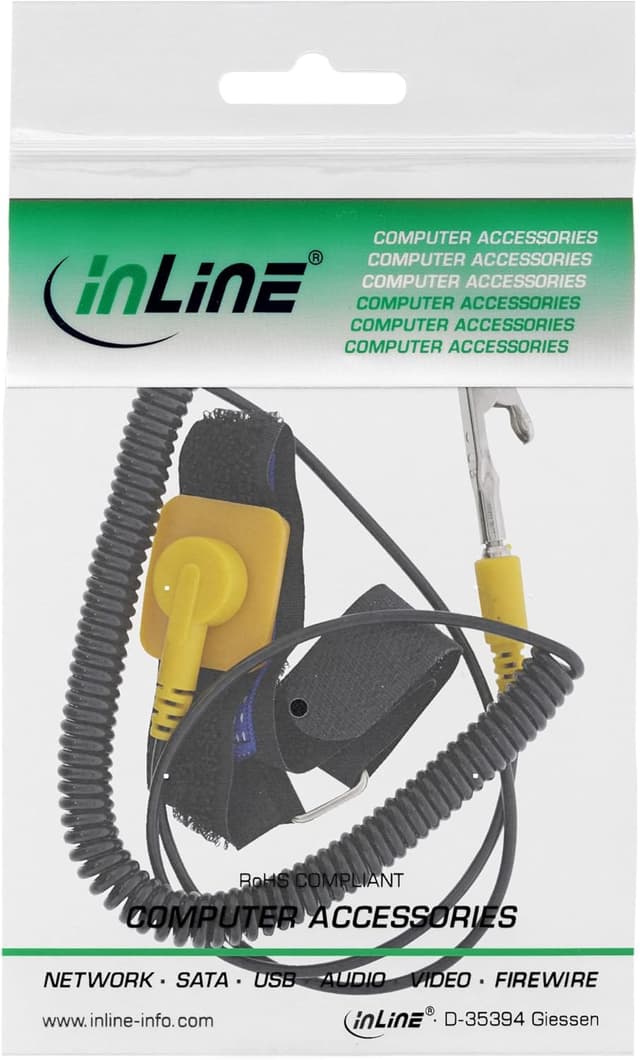 Detalle de InLine 55553 antistatic wrist strap, bracelet antistatique noir
