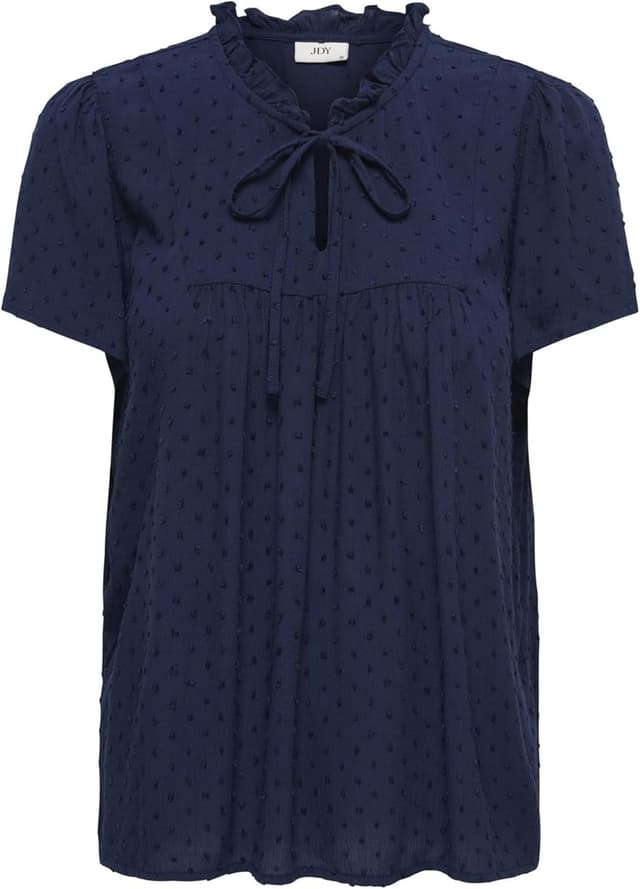 Detalle 2 de JDY women’s top: round neck to V-neck blouse with bow details