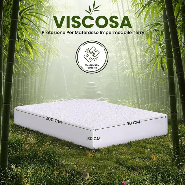 Detalle de Utopia Bedding coprimaterasso singolo impermeabile 90 x 200 x 30 cm in viscosa con elastico tutto intorno