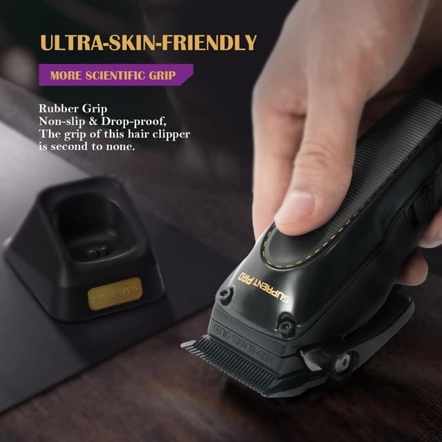 Detalle 2 de SUPRENT PRO Haarschneidemaschine Profi – kabellos, bürstenloser Motor & abnehmbarer DLC-Klingenaufsatz
