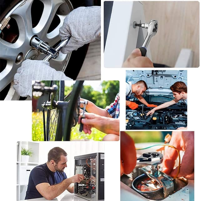 Detalle 1 de HUIYOPU 108-Piece Socket Set with 1/4" & 1/2" ratchet, CR-V bits and tools for DIY, cars and bicycle repairs