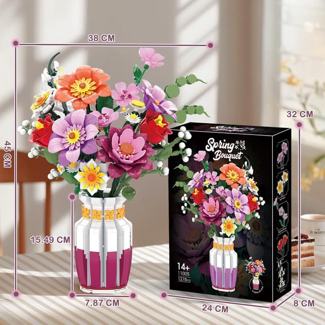 Thumbnail 6 de Set de Construcción de Ramo de Flores 1278 piezas