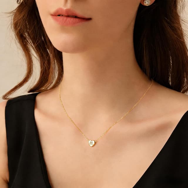 Thumbnail 4 de Turandoss Buchstaben-Halskette mit Herz & Initialen, 14K vergoldet (40 cm + 5 cm verstellbar)