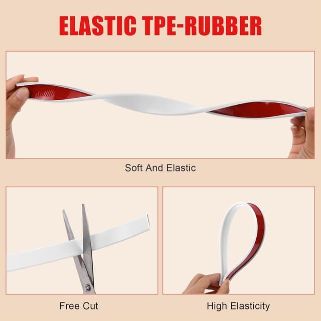 Detalle de Flintronic 10m x 18mm U-Shape Flexible Furniture Edge Banding (White) – self-adhesive TPE trim