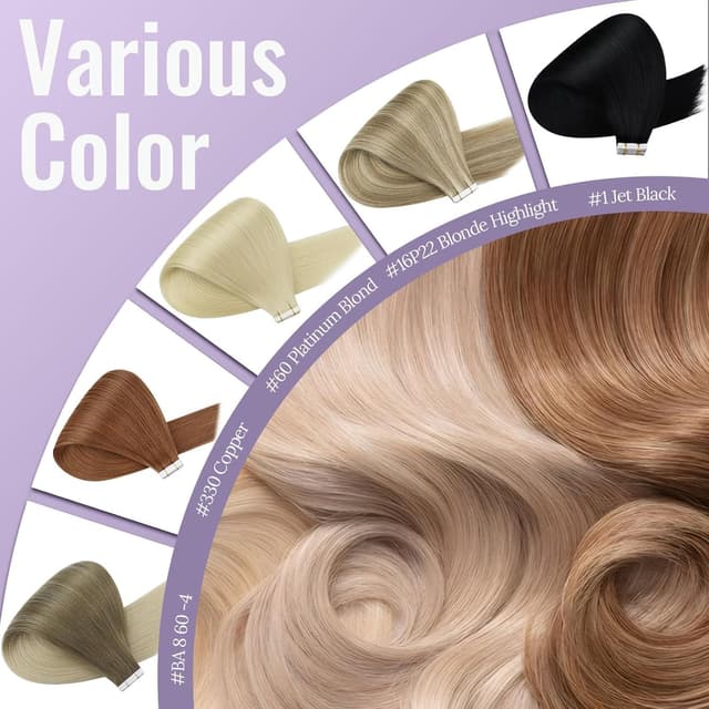 Thumbnail 7 de Fshine Extensiones Adhesivas de Pelo Natural 12" Rubio Blanco 🌟