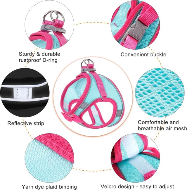 Detalle de WENDISI Dog Harness with Leash Set – Step-in Breathable No-Pull Reflective Padded Vest (with adjustable straps)