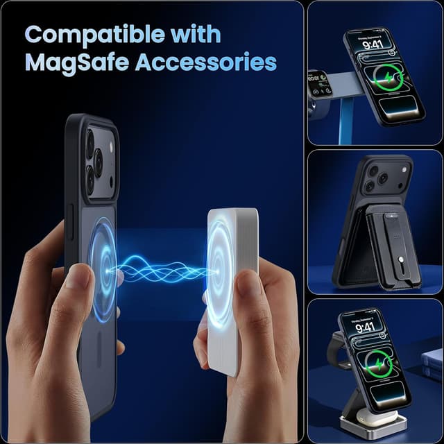 Detalle de CACOE Hülle für iPhone 17 Pro mit Kameraschutz, MagSafe-kompatibel (N52-Magneten, stoßfest)