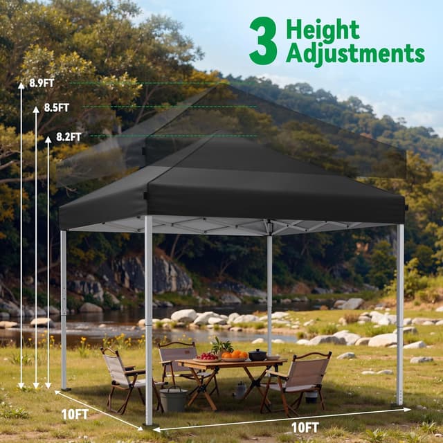 Detalle 2 de Driftalia Pop Up Gazebo 3m x 3m (UPF 50+) Instant Setup with Carry Bag, Sandbags & Stakes – Black