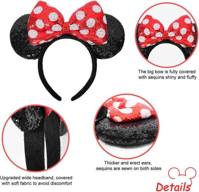Detalle de Mouse Ears Headband Red Polka Dots