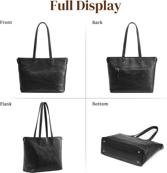 Thumbnail 6 de S-ZONE Women’s leather tote crossbody bag set with laptop sleeve (large tote + wrist wallet)