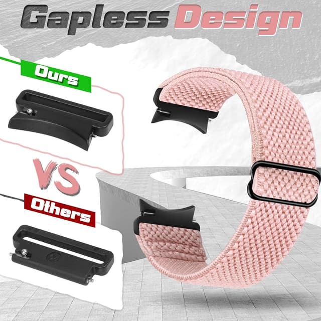 Detalle de Yunshare Elastic Watch Straps for Samsung Galaxy Watch 7/6/5/4/FE (Stretch Nylon Solo Loop, 40–47mm)