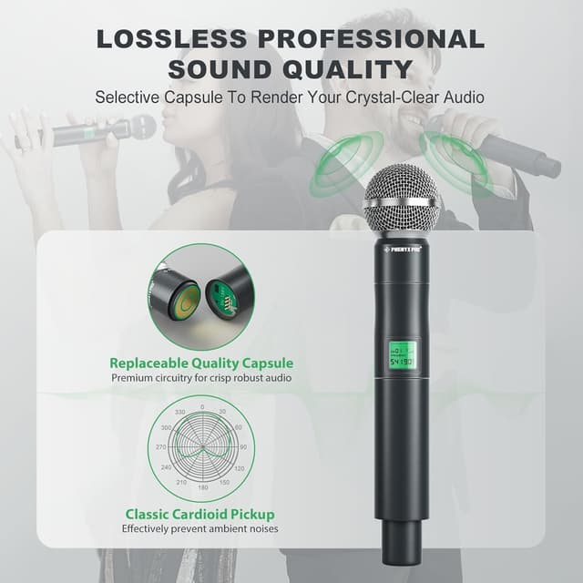 Detalle 2 de Phenyx Pro PTU-5000-4H 260ft wireless microphone 🎤