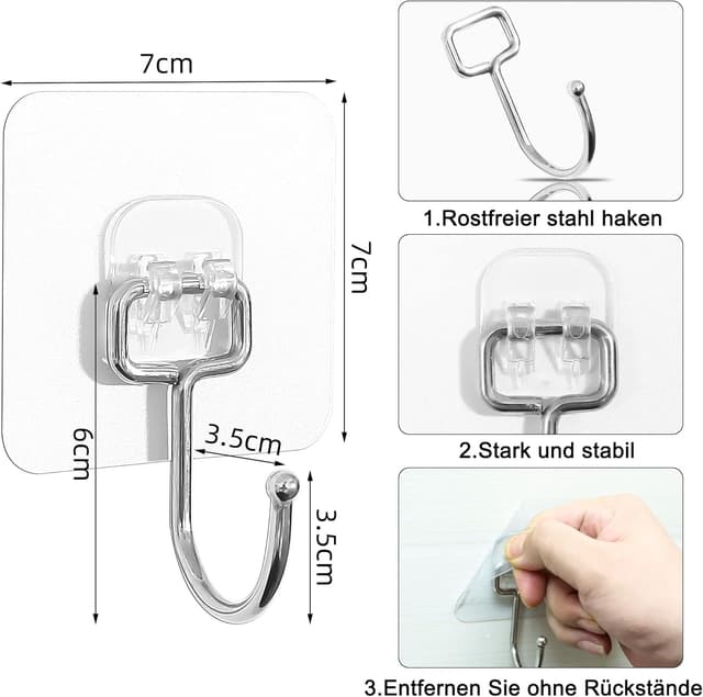Detalle 2 de Charfia Selbstklebende Haken 15 kg, 8er-Set