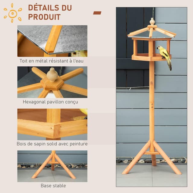 Detalle 2 de HOMCOM Mangeoire pour oiseaux 113 cm