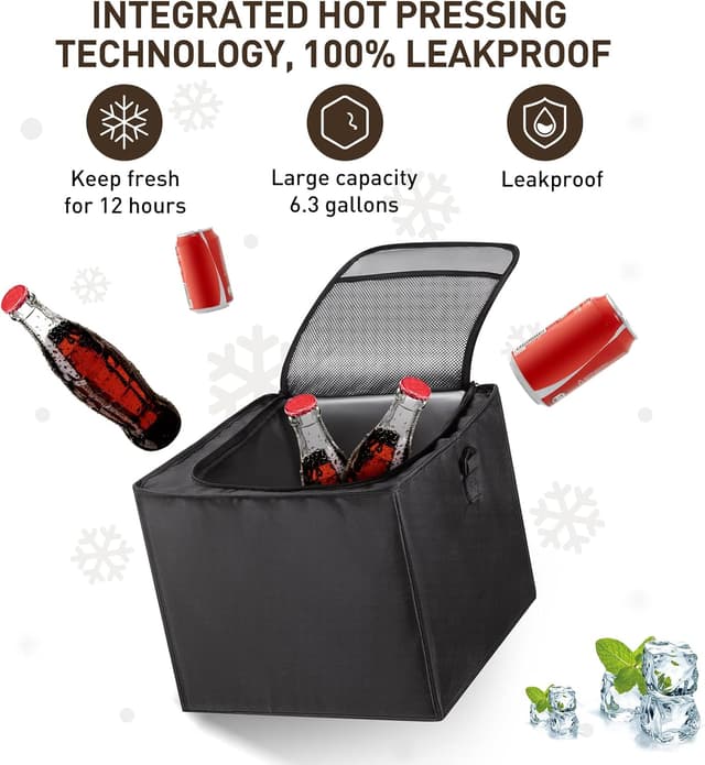 Detalle de HIRALIY 4-in-1 Car Trunk Storage Organizer with Leakproof Cooler Bag (Black)