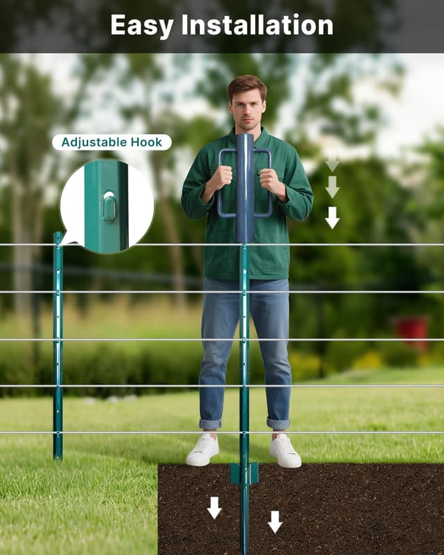 Thumbnail 6 de ARIFARO Metal Fence Posts 185cm / 6ft Assemblable Pack of 10