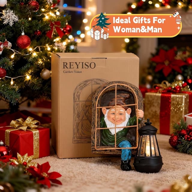 Thumbnail 1 de Reyiso Gnomes Statue with Solar Light 10in