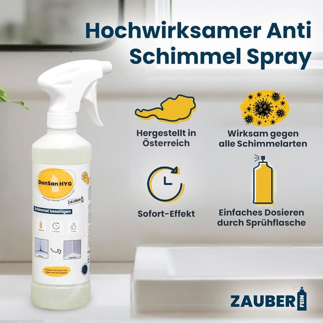 Detalle de Zauberfein Schimmelpilz Entferner Spray (2x 500 ml) mit Aktivchlor für Bad & Keller