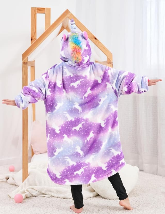 Detalle de Ceruwum Unicorn Hoodies for Girls – Oversized Unicorn Hooded Sweatshirt Blanket Hoodie