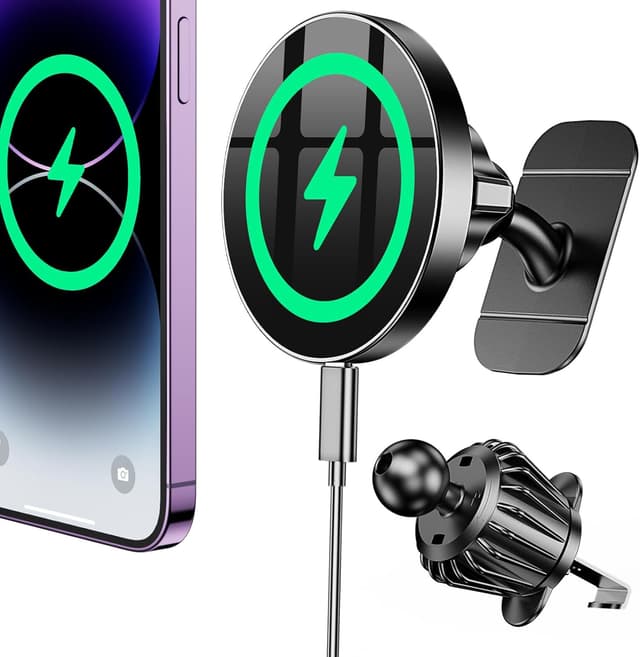 Detalle de Coolpow MagSafe Car Mount Charger (15W) with Super Magnet for Dash Vent