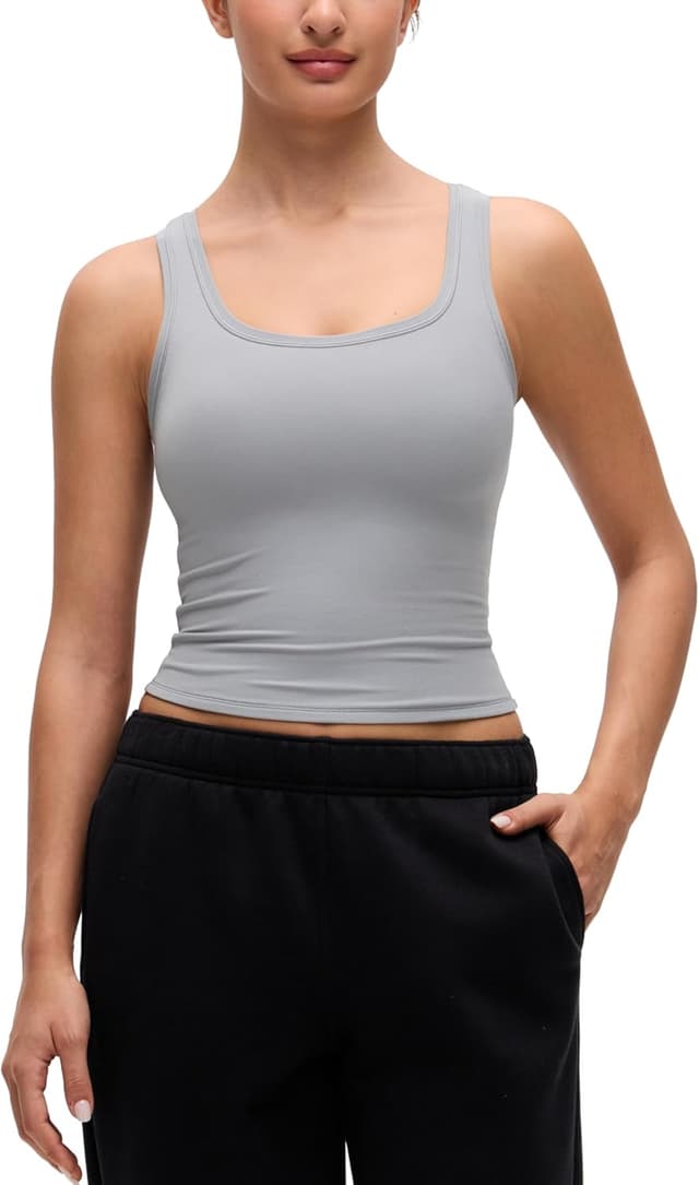 Thumbnail 6 de CRZ YOGA Softembrace : chemisier court sans manches doublé à col en U