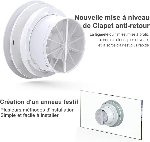 Detalle 1 de HUGOOME ventilateur extraction 95 m³/h 100 mm