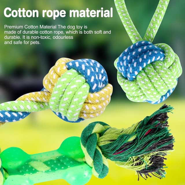 Detalle de ZONJIE 9er Hundespielzeug-Set aus Baumwollseil – Kauspielzeug gegen Möbelbeschädigung