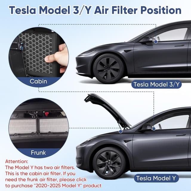 Thumbnail 6 de Reilauto Model 3 Model Y H13 Cabin Filter 2-Pack