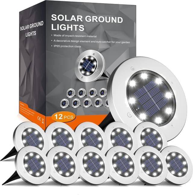 Detalle de INCX 4.6-inch Solar Outdoor Lights (12-Pack) with Integrated Light Sensor, IP65, Cold White