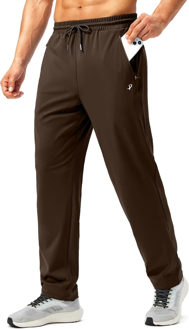 Detalle 2 de Pudolla Men's Athletic Stretch Joggers with Zippers