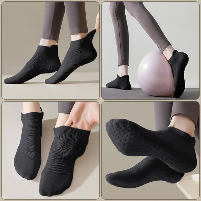 Detalle de AOOWU calze antiscivolo con grip per yoga, pilates e fitness (3/5 paia) – taglia unica