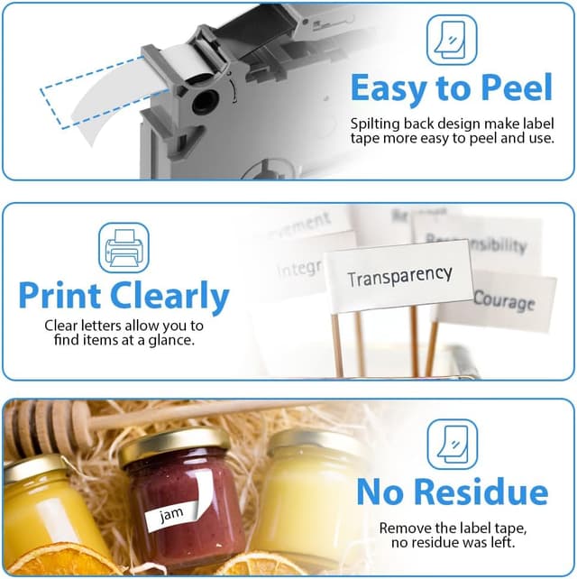 Detalle 2 de OFFCUP Ruban 12 mm 8 m Gris sur Blanc Brother TZ