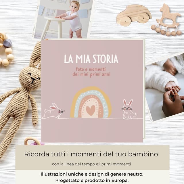 Detalle de HuBorns Album Nascita Neonato (bambina e bambino) da incollare foto e scritte, con +50 pagine e adesivi