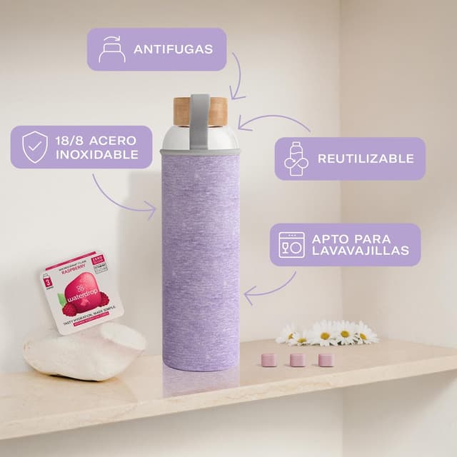 Thumbnail 2 de waterdrop® Día de la Madre: Botella de Vidrio 600ml + 18 Cubos 💧