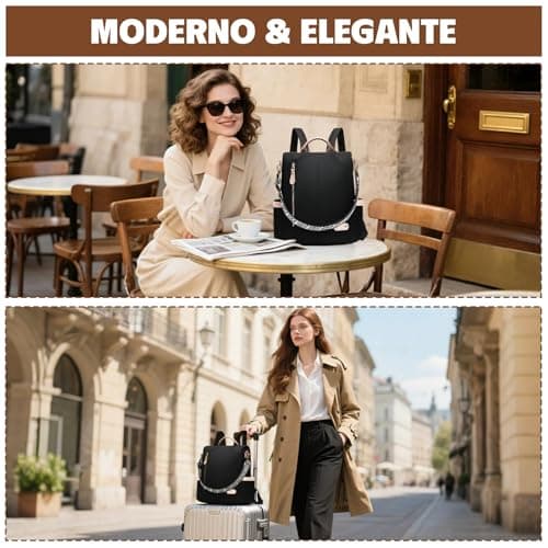 Thumbnail 8 de ONETOALL Bolso Mochila Mujer antirrobo impermeable convertible con bolsillos RFID (negro)