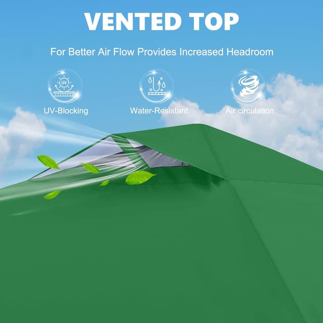 Detalle de MasterCanopy Durable EZ Pop-up Gazebo Tent with 1 Sidewall (3x3M) – Forest Green