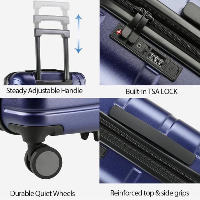 Detalle de VANKEAN 20 inch Rolling Laptop Bag with Wheels (Navy) – Waterproof trolley travel case