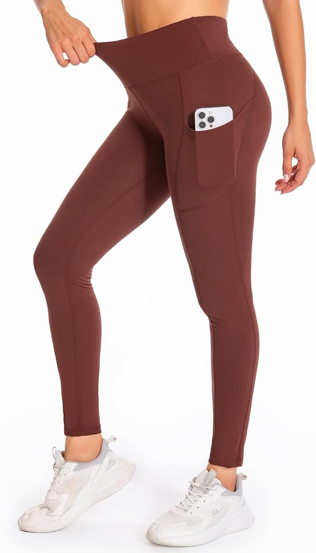 Detalle de GymCope women’s high-waisted yoga leggings with tummy control and pockets