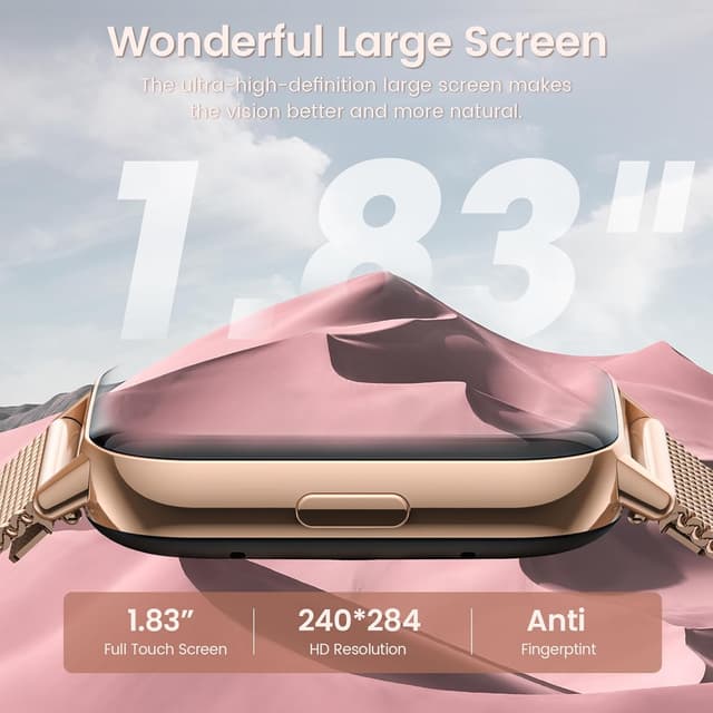 Detalle de SWGOTA 2026 Smartwatch für Damen mit Telefonfunktion, 1,83" HD, Roségold (u. a. Herzfrequenz, SpO2, Zyklus)