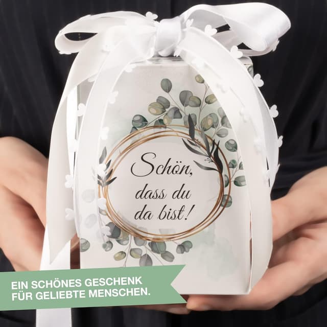 Detalle de FOOD crew 36x Glückskekse „Schön dass du da bist“ – einzeln verpackt, vegan als Gastgeschenk für Hochzeit & Co.