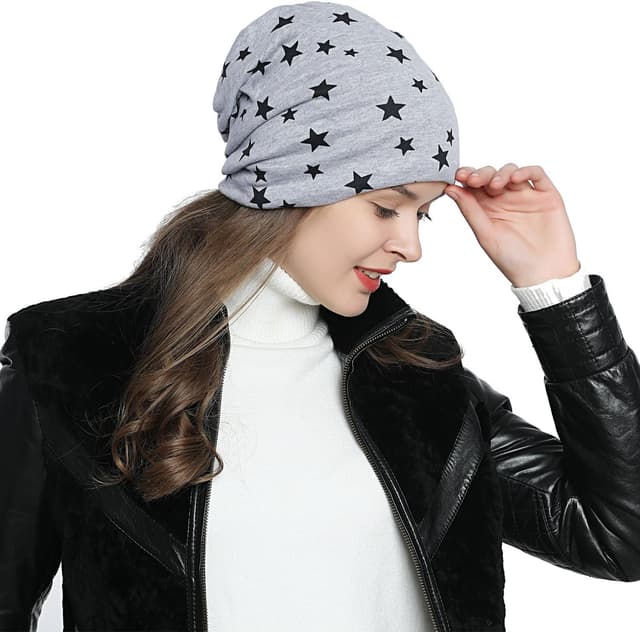 Detalle de DonDon Bonnet femme hiver slouch doublé avec étoiles