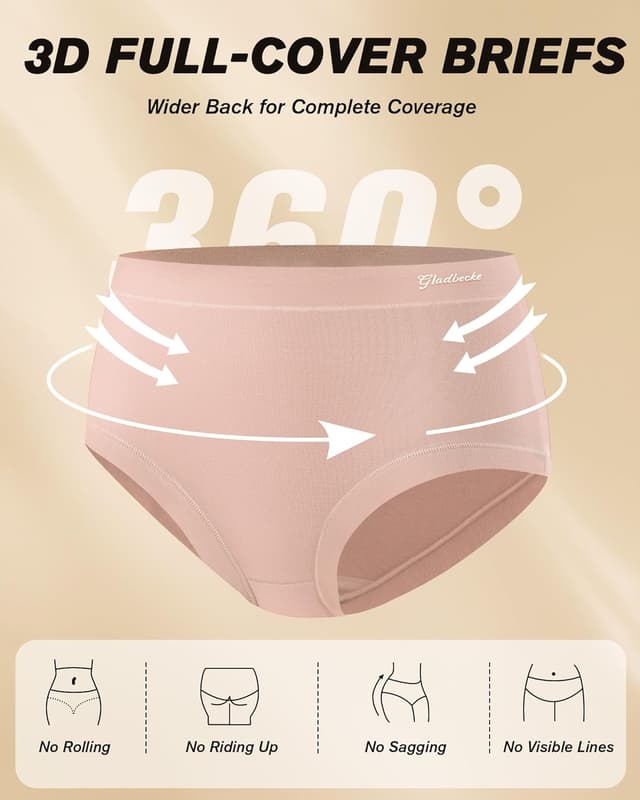 Detalle de Gladbecke Bambus Unterhosen Slips (5er Pack) – damenfreundlich, weich & etikettenfrei