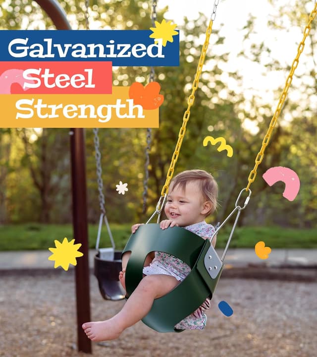 Detalle 2 de little dove High Back Full Bucket Toddler Swing with Coated Chains and Locking Buckles (Green)